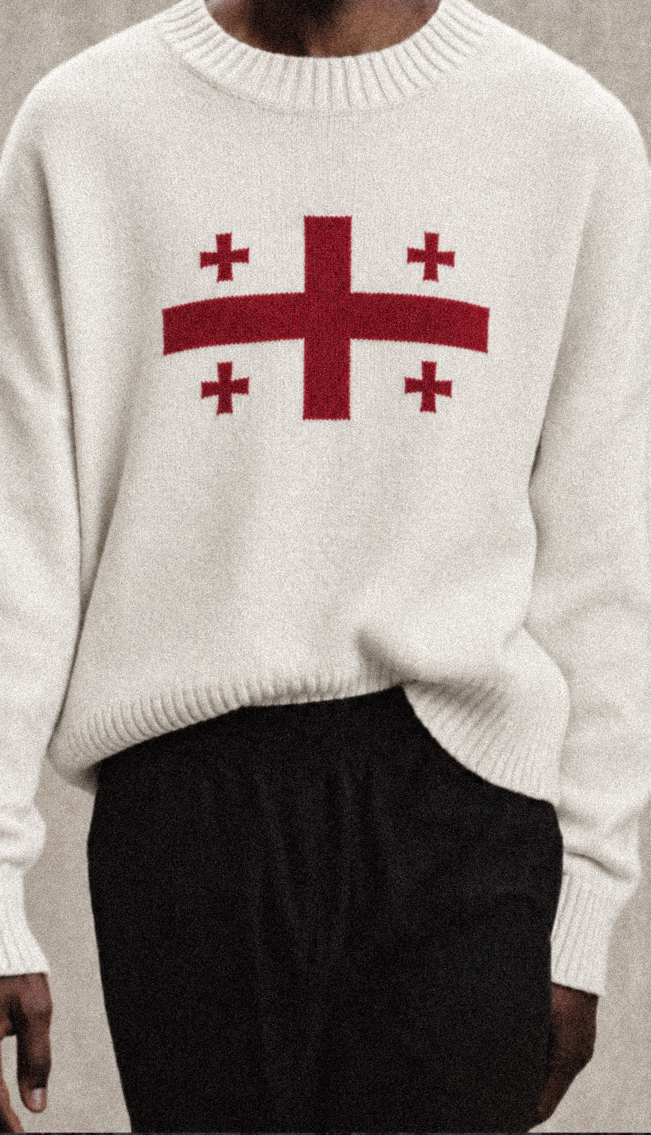 white "georgia flag" knit sweater