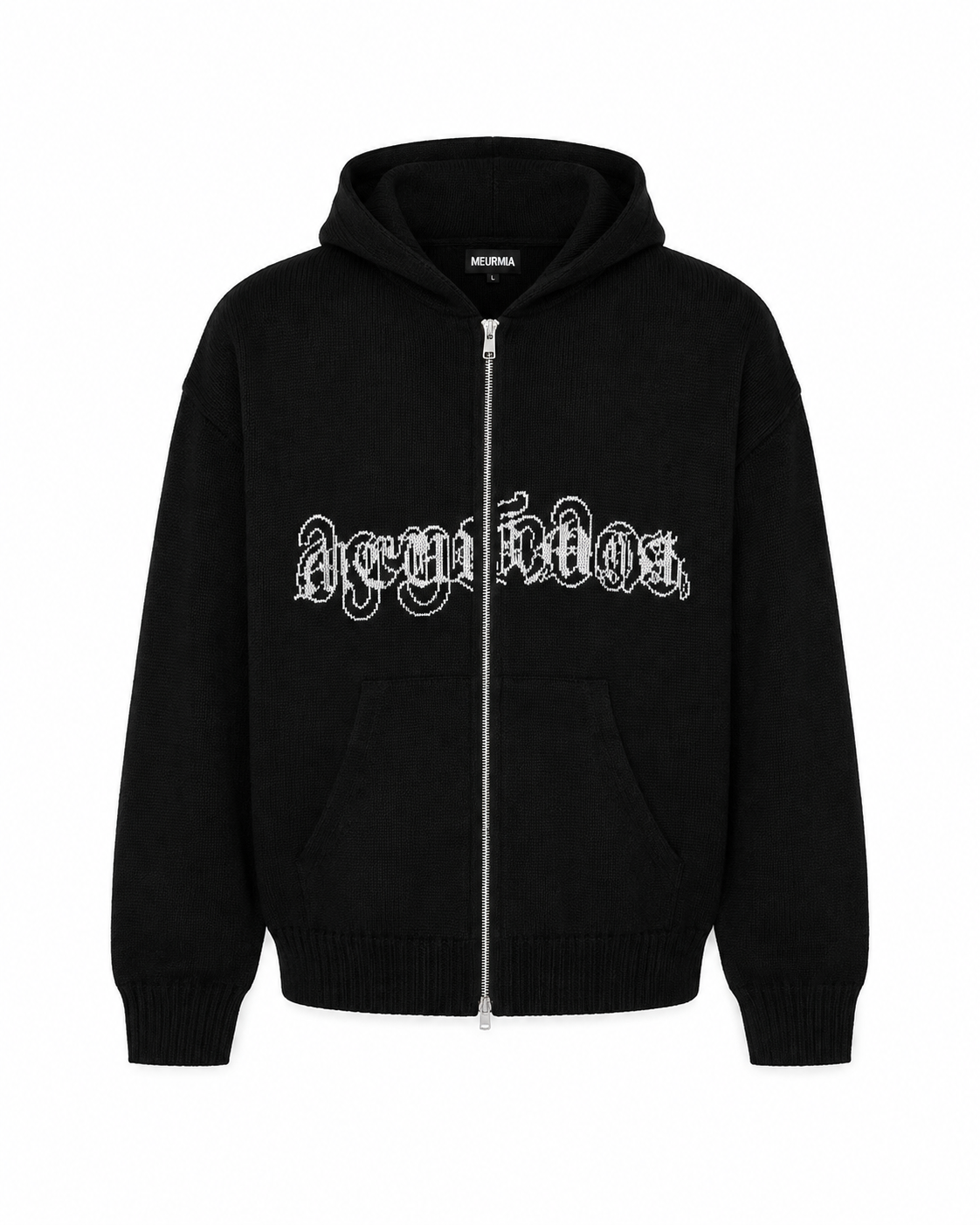 black "SCRIPT" knit jacket