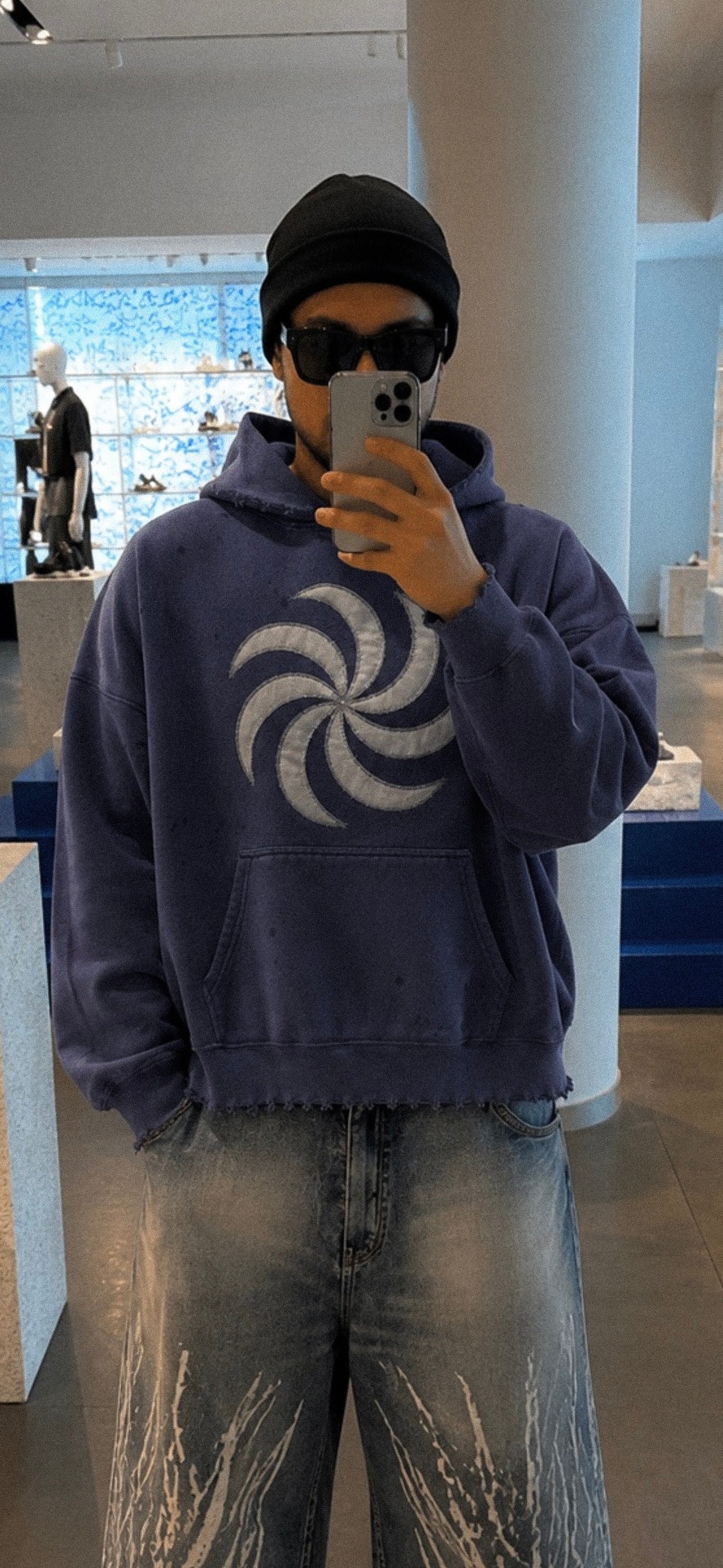 washed blue "borjghali" hoodie