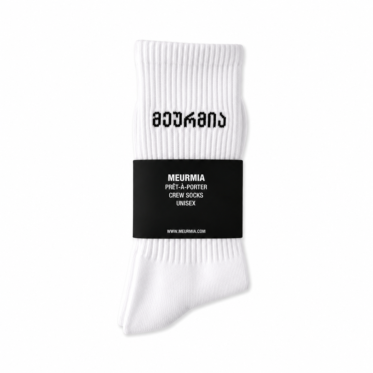 white "მეურმია"logo socks