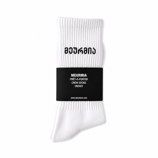 white "მეურმია"logo socks