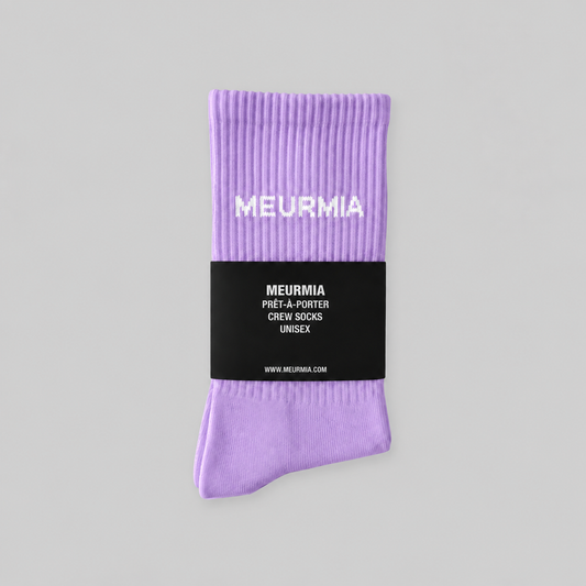 lavender / white logo socks