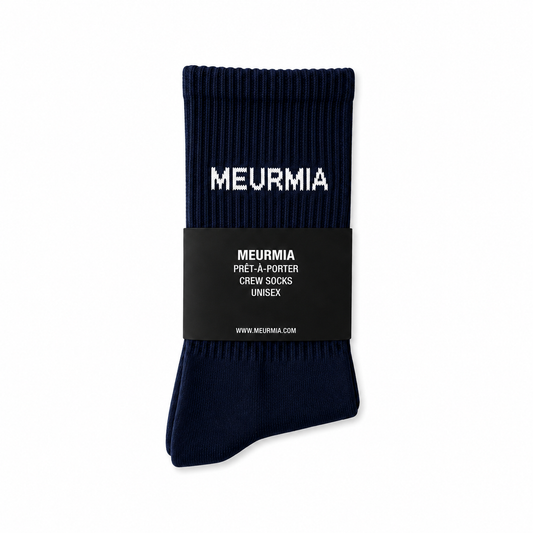 navy blue / white logo socks