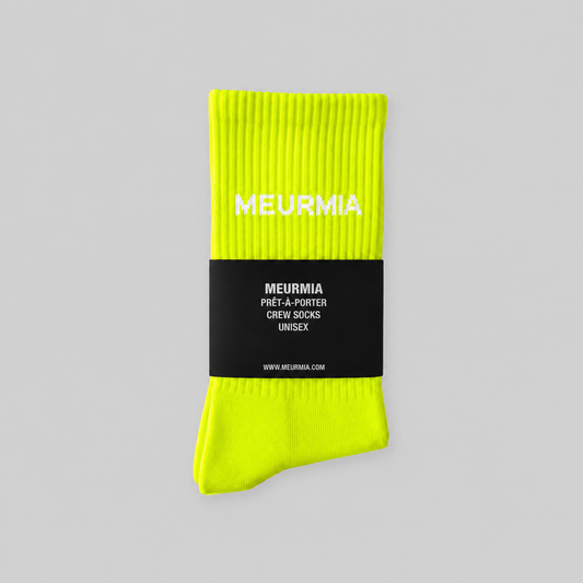 yellow / white logo socks